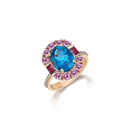 Mavi Topaz Pembe Safir Yakut Yüzük
